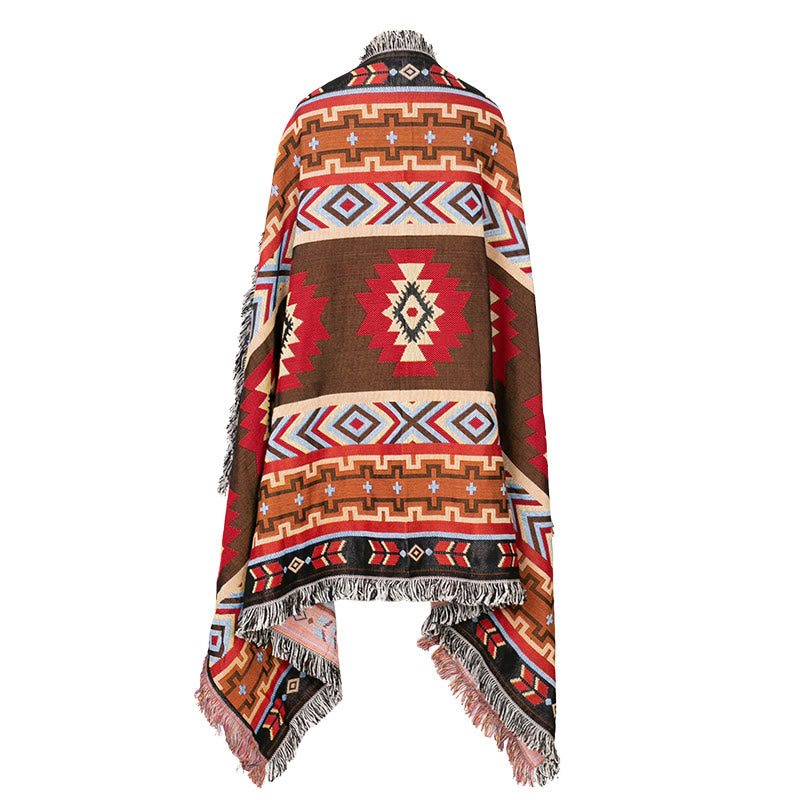 Geometryczny ciepły wygodny koc kempingowy do biura domowego