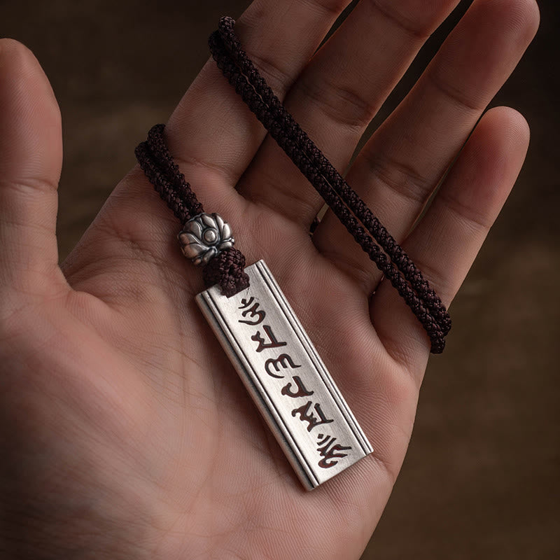 Buddha Stones 999 Srebro Sterlingowe Om Mani Padme Hum Grawerowany Naszyjnik Mądrości Lotosu Wisiorek - Om Mani Padme Hum(Miłość♥Skupienie) - image 0