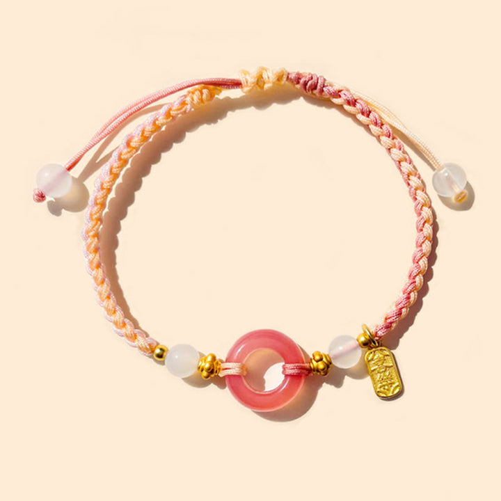 Buddha Stones Pokój i Radość Agat Klamra Pokoju Pomyślna Bransoletka Ręcznie Robiona Pleciona