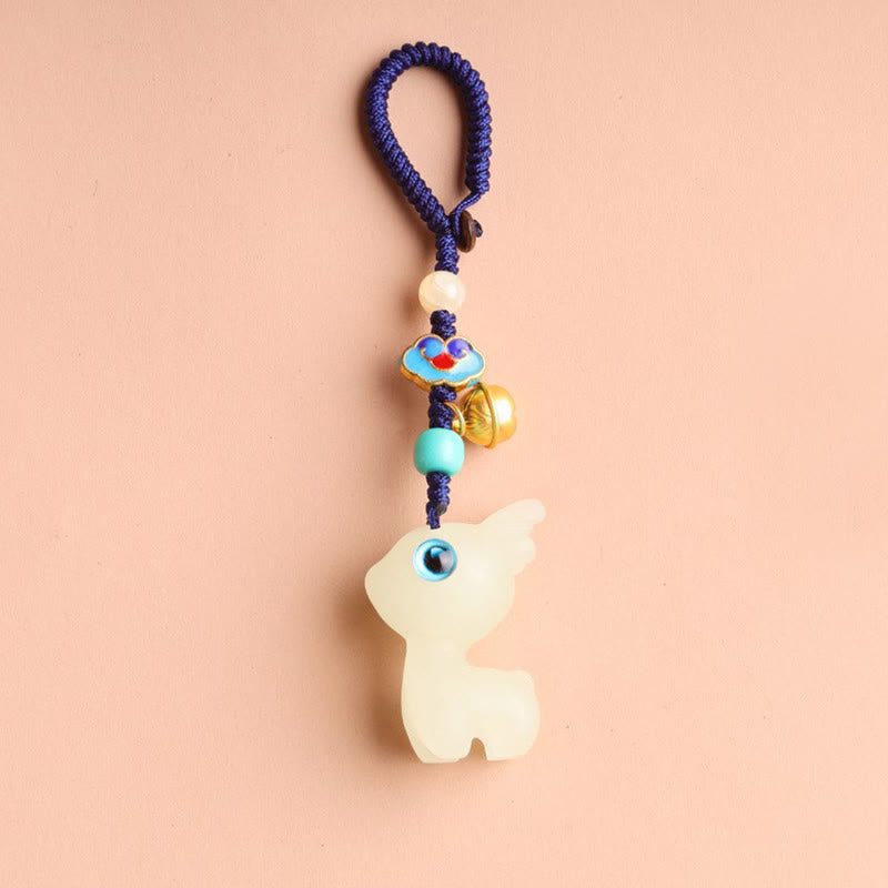 Buddha Stones Mini Słodkie Jelenie Glowstone Luminous Lucky Deer Energy Brelok Telefon Samochód Wisząca Dekoracja