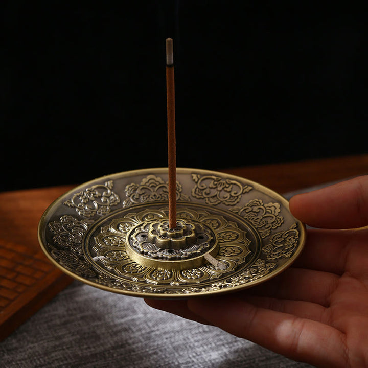 Buddha Stones Lotos Smok Feniks Osiem Pomyślnych Symboli Stop Cynkowy Uchwyt Na Kadzidełka Uzdrawiający Kadzielnica Dekoracja