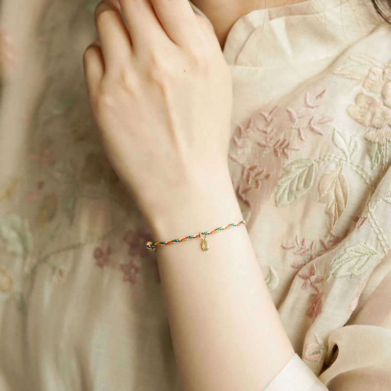 Buddha Stones Pomyślny Fu Charakter Pokój I Radość Szczęście Ręcznie Robione Wielokolorowe Dziecko Dorosły Bransoletka