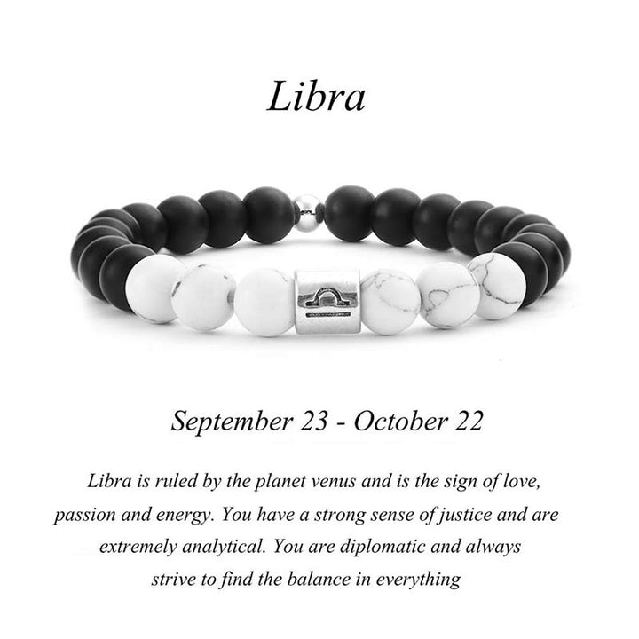 Buddha Stones 12 konstelacji zodiaku Naturalny matowy kamień Biały turkusowy koralik Bransoletka Fortune