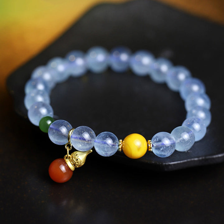 Bransoletka z akwamarynowo-czerwonym agatem Peace Gourd Charm