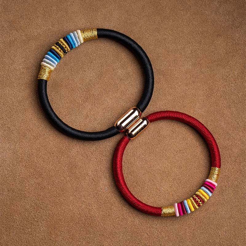 Buddha Stones Tybetańskie Ręcznie Robione King Kong Węzeł Ochrona Magnetyczna Zapięcie Bransoletka Pleciona