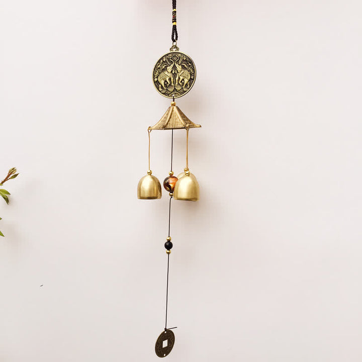 Buddha Stones Błogosławieństwo List Słoń Bagua Pomyślna Moneta Wisząca na Ścianie Dzwonek Ręcznie Robiona Dekoracja Domu