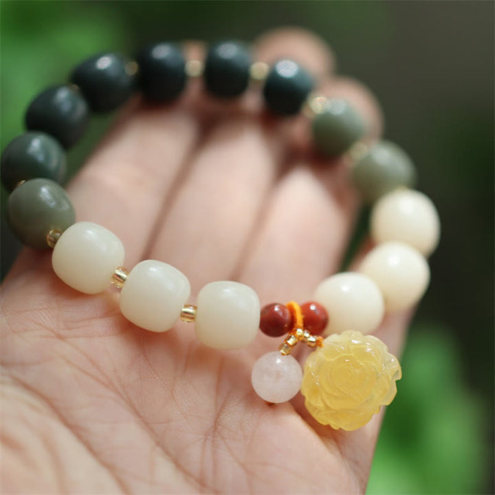Bransoletka Buddha Stones Gradient Bodhi Seed Amber Lotus Peace