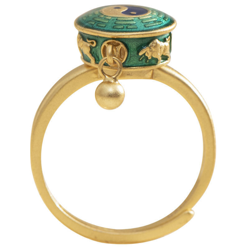 Yin Yang Miedziany Pierścień Szczęścia Bogactwa Obrotowy