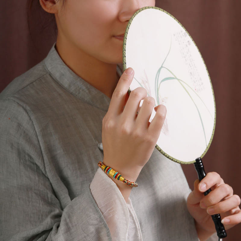 Buddha Stones Tybet 999 Złoty Om Mani Padme Hum Ręcznie Robiona Bransoletka Szczęścia Węzeł Pokoju Ośmiu Nici