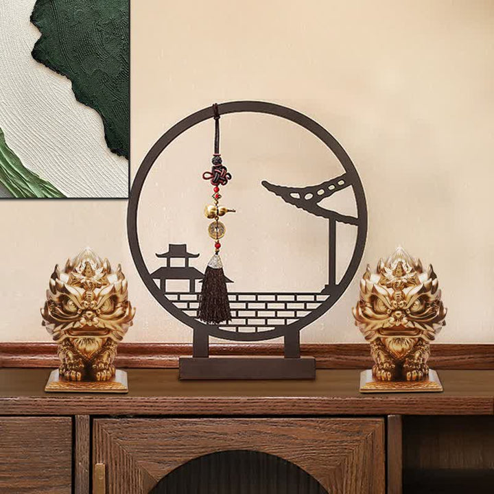 Buddha Stones Lwa Statua Siła Żywica Dekoracja Domu Biuro