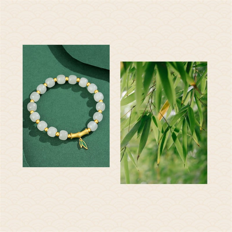 Bransoletka szczęścia z Buddha Stones 925 ze srebra próby Hetian White Jade Bamboo