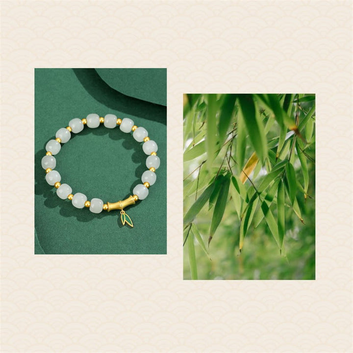 Bransoletka szczęścia z Buddha Stones 925 ze srebra próby Hetian White Jade Bamboo