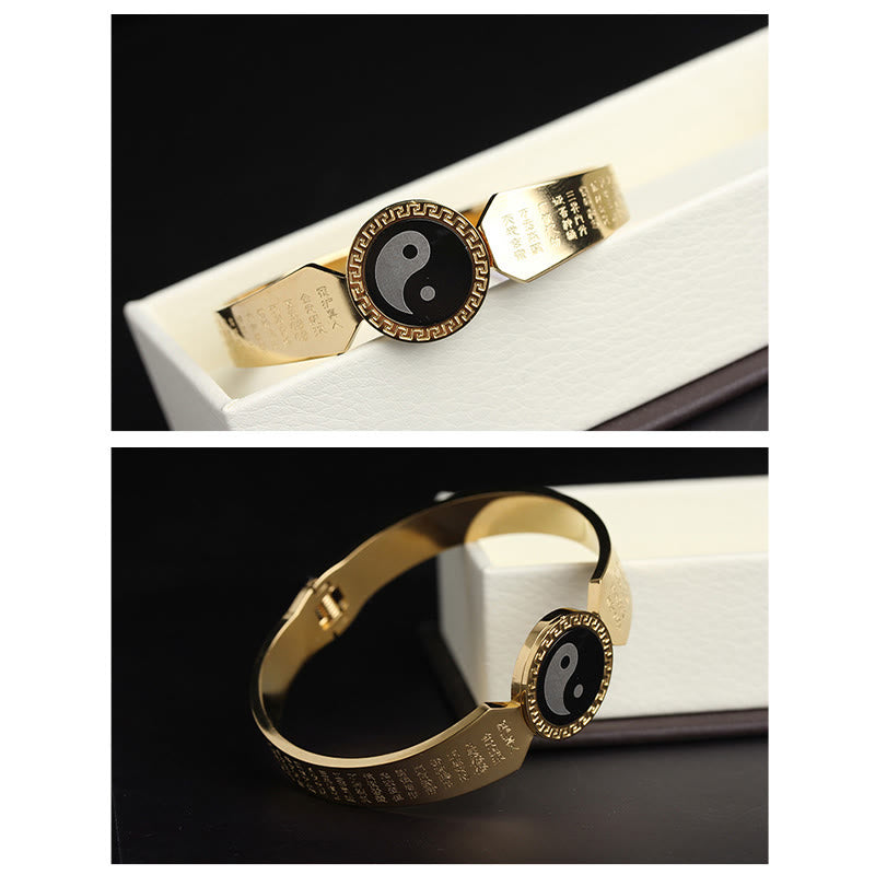 Buddha Stones Yin Yang Lotos Om Mani Padme Hum Mantra Bransoletka Harmonia ze stali tytanowej