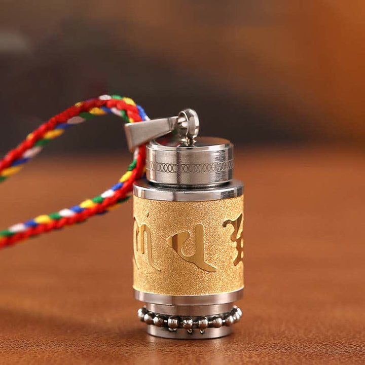 Buddha Stones Tybet Om Mani Padme Hum Shurangama Mantra Tytanowa stal Mądrość Amulet Naszyjnik Wisiorek - image 1