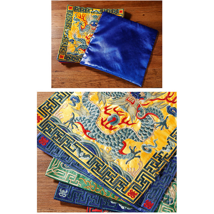 Buddha Stones Feniks Smok Kirin Haftowana Podkładka Pod Kubek Pod Kubek Pod Herbatę Kwadratowa Mata Pod Herbatę Kung Fu