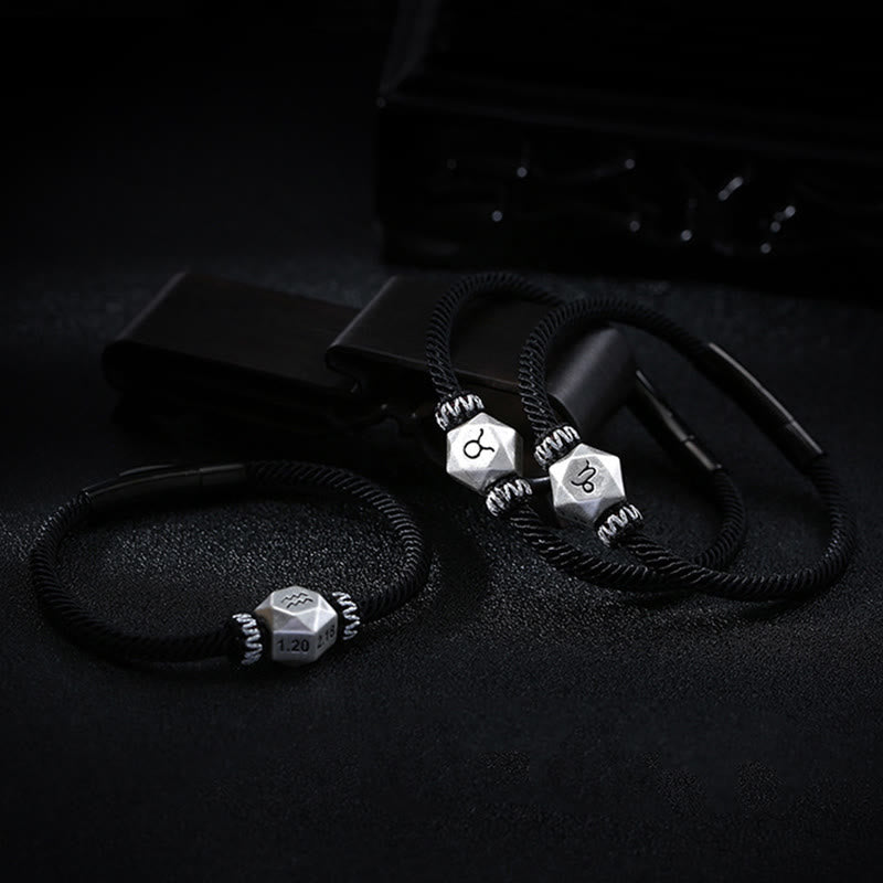 Buddha Stones 999 Srebro Sterling 12 Konstelacji Zodiaku Ochrona Ręcznie Robiona Bransoletka Sznurkowa - image 21