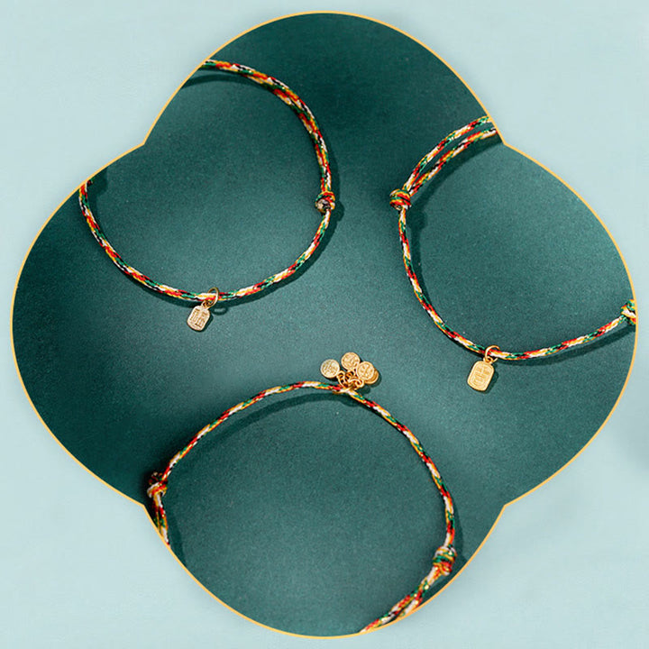 Buddha Stones Pomyślny Fu Charakter Pokój I Radość Szczęście Ręcznie Robione Wielokolorowe Dziecko Dorosły Bransoletka