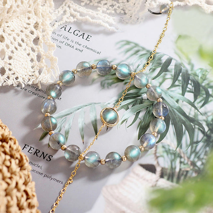 Bransoletka z Buddha Stones 14k pozłacana naturalnym kamieniem księżycowym, uzdrawiająca miłość