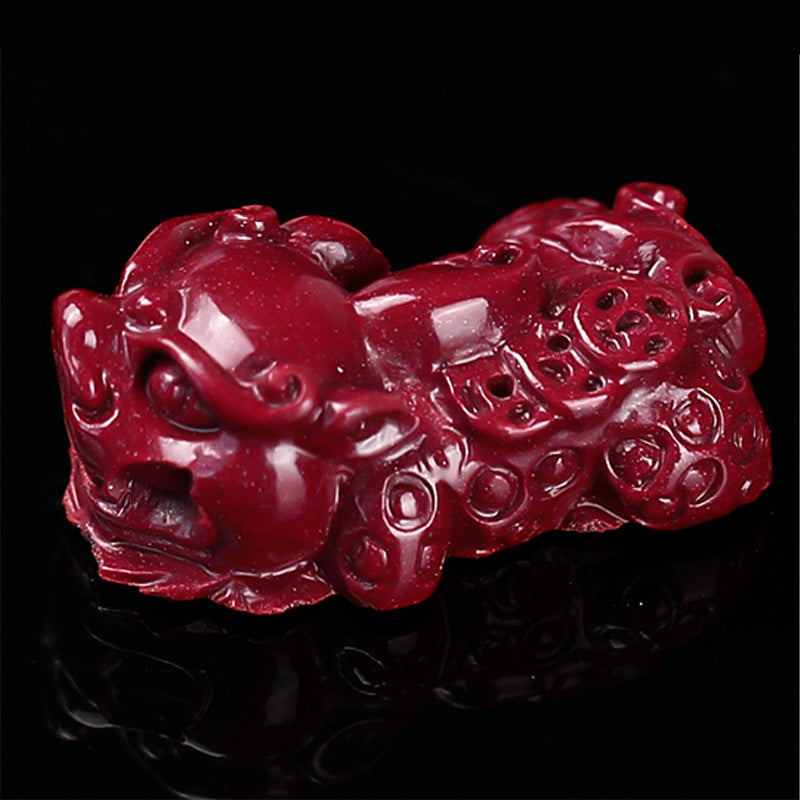 Bransoletka z Buddha Stones z cynobru tybetańskiego PiXiu Calm