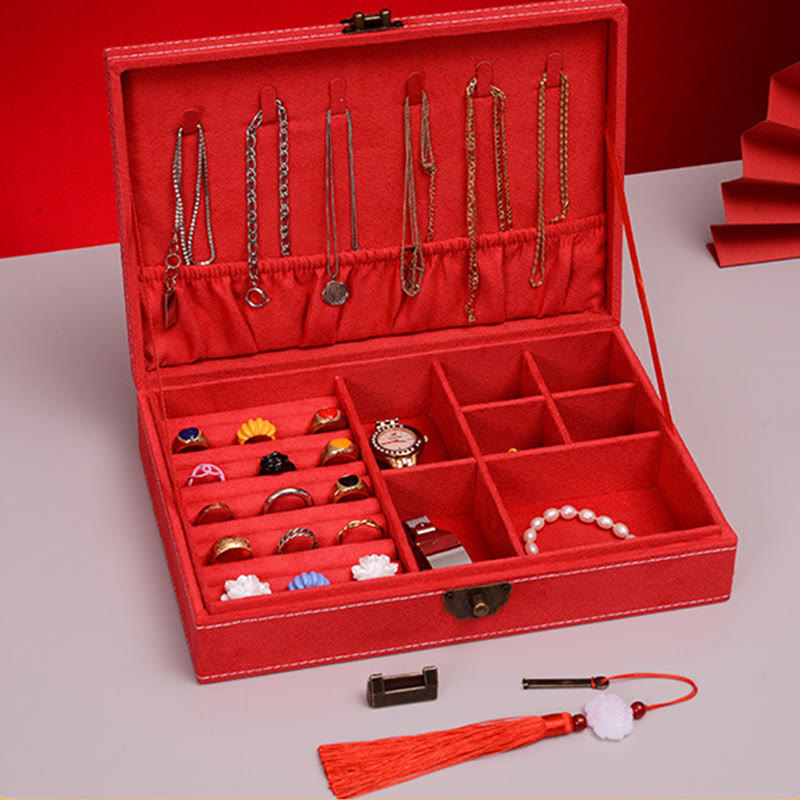 Buddha Stones Prosty Design Organizer na biżuterię Jednowarstwowy flanelowy organizer na biżuterię z zamkiem - image 26