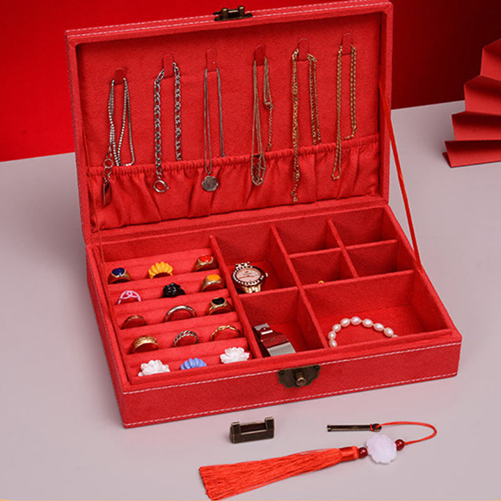 Buddha Stones Prosty Design Organizer na biżuterię Jednowarstwowy flanelowy organizer na biżuterię z zamkiem - image 26