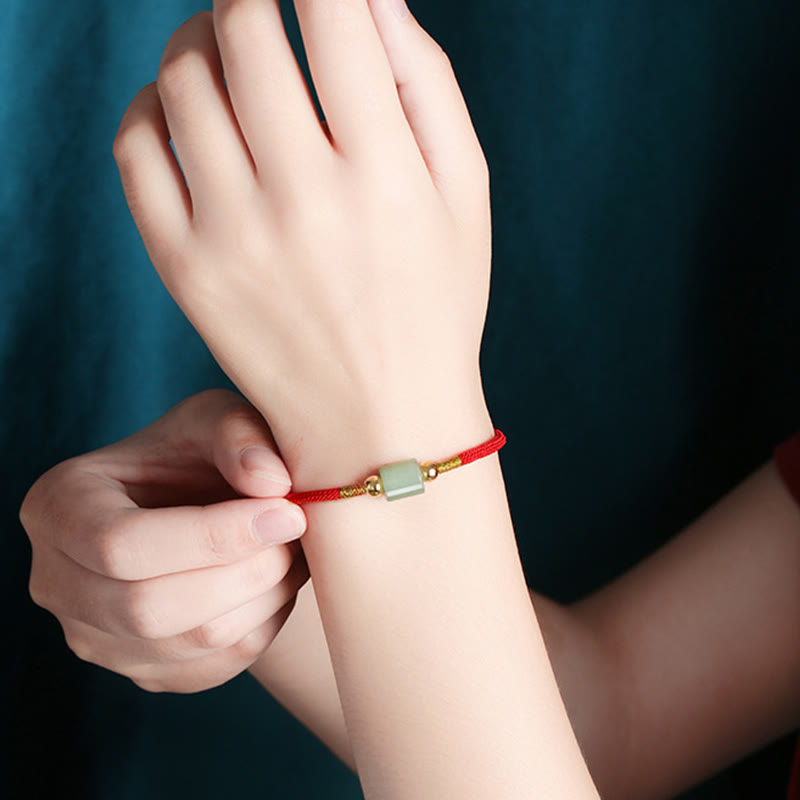 Buddha Stones Tybet Ręcznie Robione Zielony Awenturyn Czerwony Kamień Malachit Ochrona Szczęścia Bransoletka z Plecionej Linii