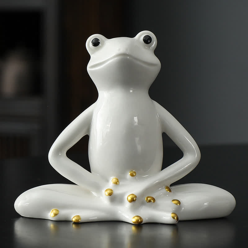 Medytująca ceramiczna figurka żaby zen
