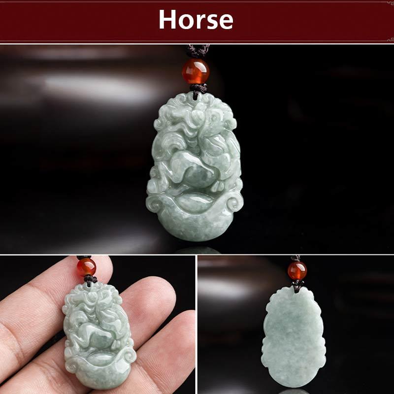 Naszyjnik z Buddha Stones Naturalny Jadeit 12 Chiński znak zodiaku Sukces - Koń - image 32
