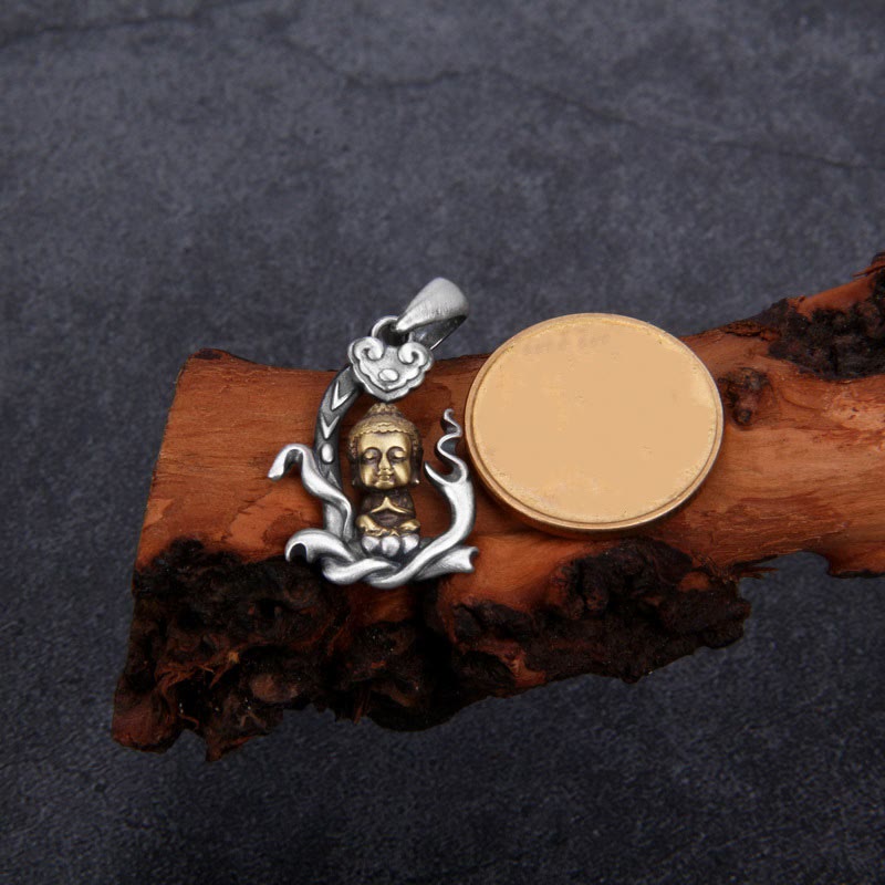 Buddha Stones 925 Srebro Sterlingowe Zen Budda Ruyi Uchwyt Naszyjnik Współczucie Wisiorek - image 4