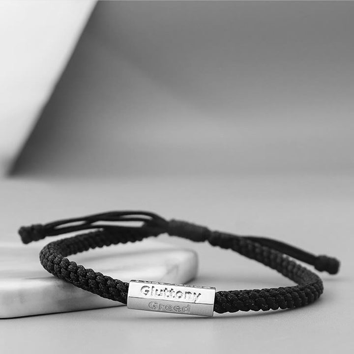 Bransoletka pleciona ze sznurka Siedem grzechów głównych Siedem cnót