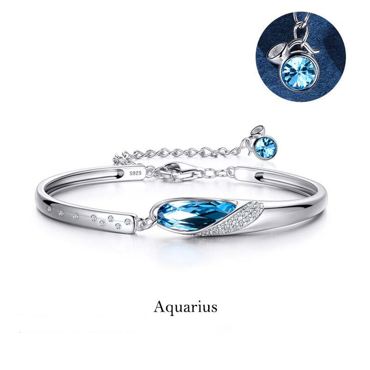 Buddha Stones 925 Miedź Posrebrzana 12 Konstelacji Zodiaku Bransoletka z Charmsami