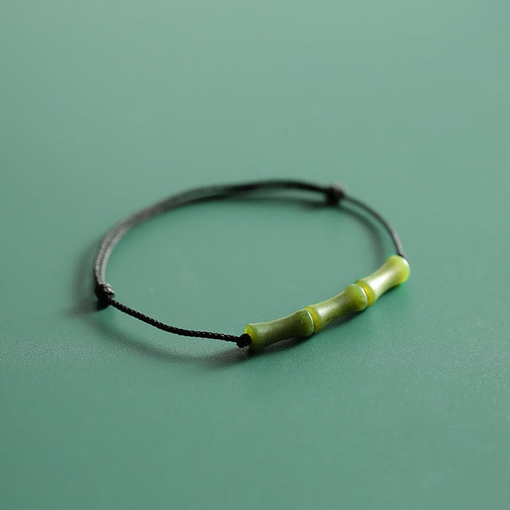 Bransoletka Buddha Stones Green Bamboo Jade Pattern Luck Abundance