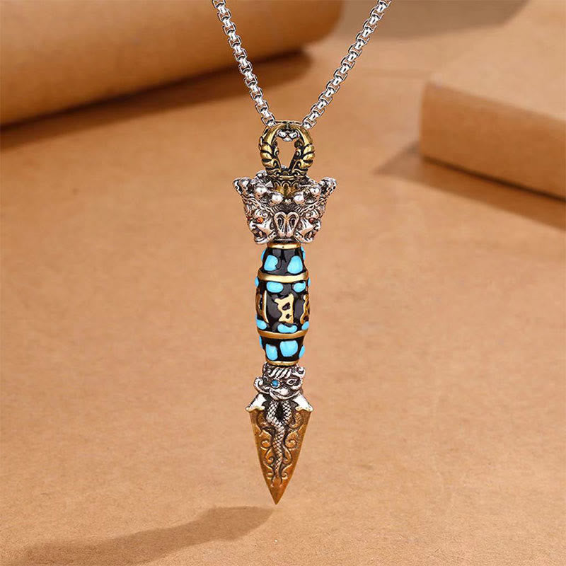 Buddha Stones Tybet Om Mani Padme Hum Dzi Koralik Dorje Vajra Wzór Bogactwo Obrotowy Naszyjnik Wisiorek - image 2