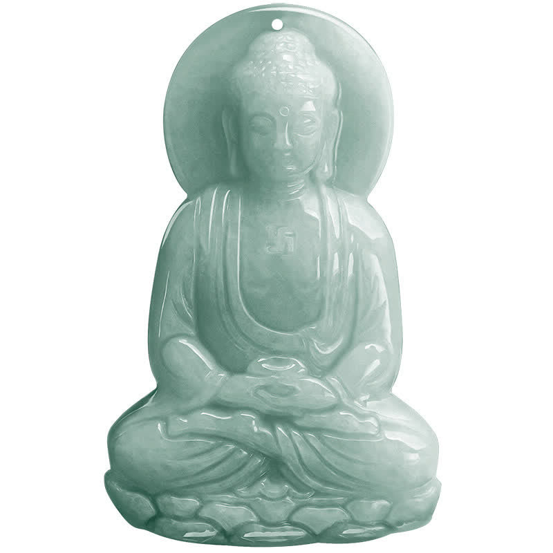 Buddha Stones Amitabha Budda Jadeitowy Amulet Naszyjnik ze Sznurka Współczucia - image 18