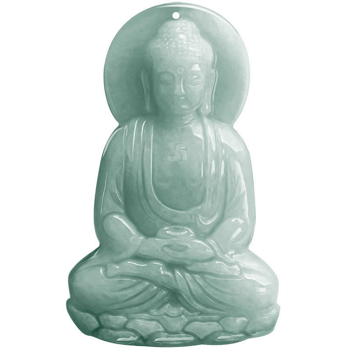 Buddha Stones Amitabha Budda Jadeitowy Amulet Naszyjnik ze Sznurka Współczucia - image 18