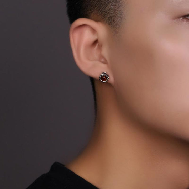 Buddha Stones 925 Srebro Sterling Naturalny Bursztyn Smok Sukces Ochrona