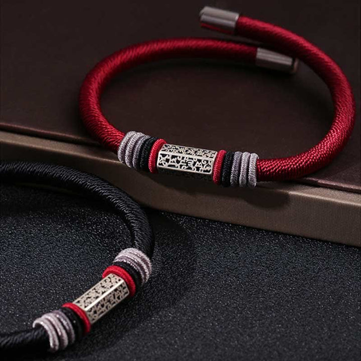 Bransoletka z Buddha Stones 925 ze srebra próby 925 Om Mani Padme Hum Peace Red String