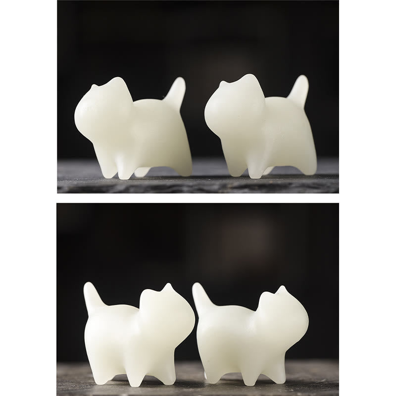 Buddha Stones 2szt. Mini słodkie koty Glowstone Luminous Lucky Cat Energy Decoration - image 9
