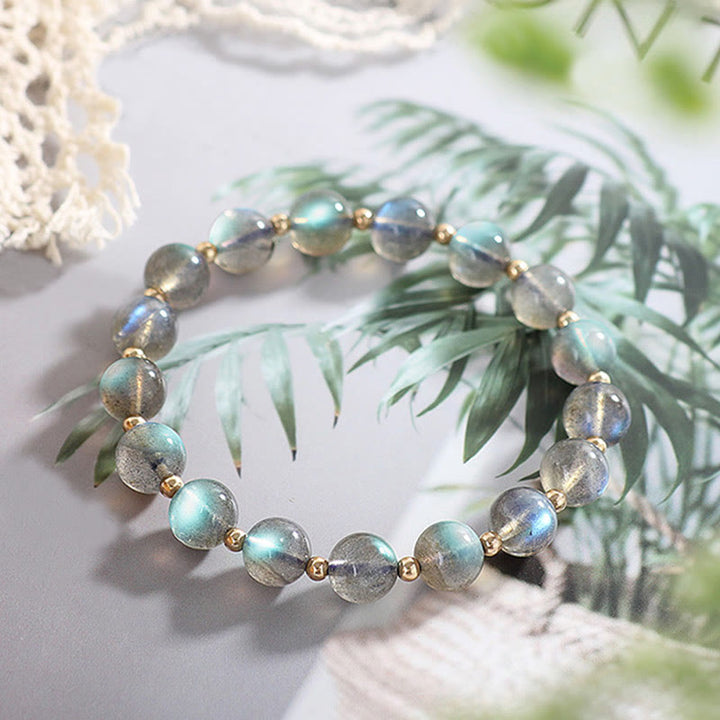 Bransoletka z Buddha Stones 14k pozłacana naturalnym kamieniem księżycowym, uzdrawiająca miłość