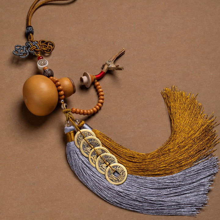 Buddha Stones Feng Shui Monety Tykwa Chiński Węzeł Szczęśliwe Monety Pięć Cesarskich Pieniędzy Bogactwo Frędzle Dekoracja