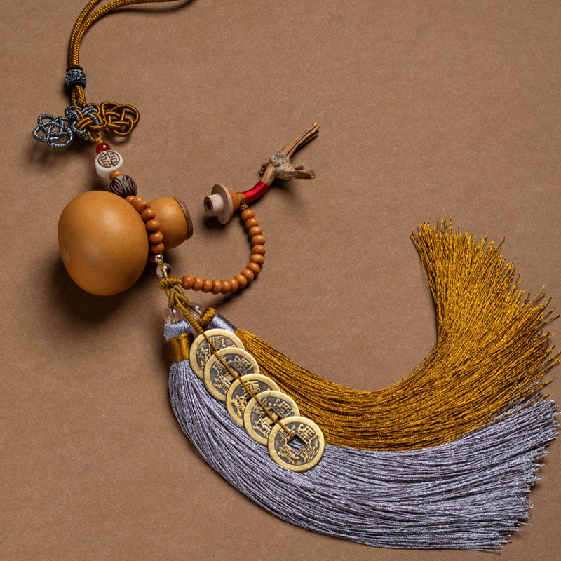 Buddha Stones Feng Shui Monety Tykwa Chiński Węzeł Szczęśliwe Monety Pięć Cesarskich Pieniędzy Bogactwo Frędzle Dekoracja