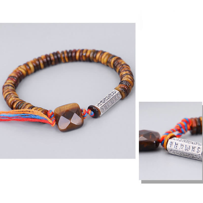 Buddha Stones Tybetańskie Tygrysie Oko Om Mani Padme Hum Ochrona Bransoletka Mocy