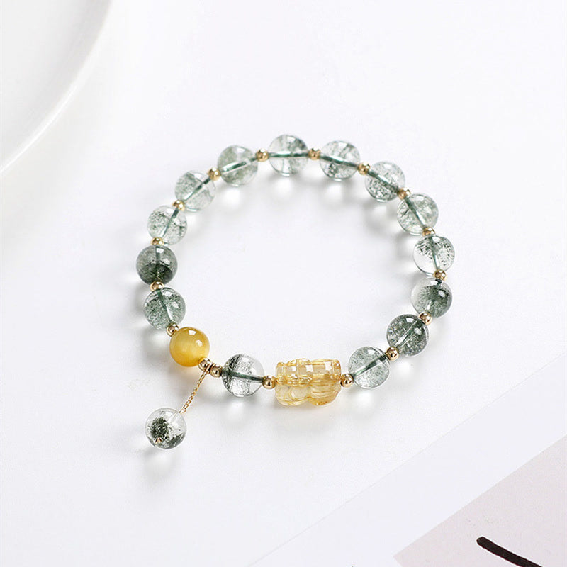 Bransoletka Buddha Stones Green Phantom Citrine PiXiu Confidence