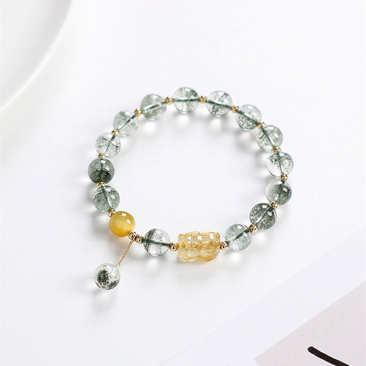 Bransoletka Buddha Stones Green Phantom Citrine PiXiu Confidence