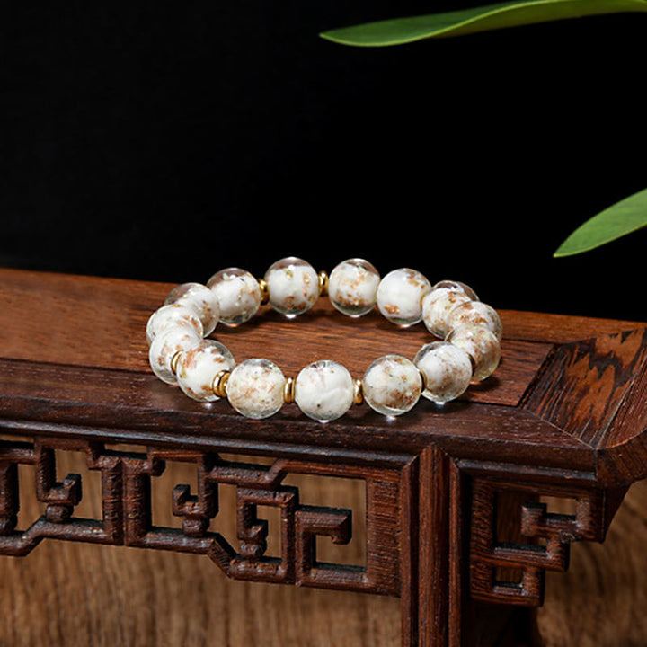 Buddha Stones Złoty Połykający Bestia Rodzina Charm Świecący Fluorescencyjny Liuli Szklany Koralik Bransoletka Sukcesu