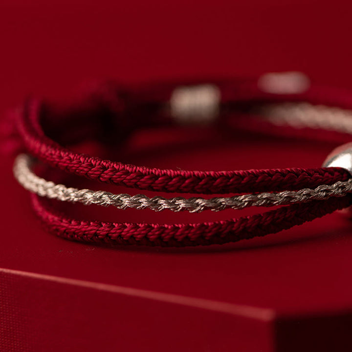 Buddha Stones 925 Srebro Sterling Tybetański Zakiram Bogini Bogactwa Szczęścia Bransoletka Sznurkowa