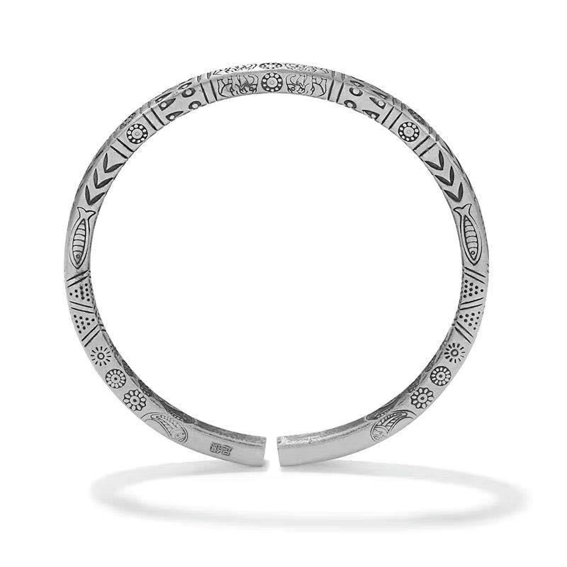 Buddha Stones Koi Ryba Słoń Słońce Totem Szczęście Bogactwo Mankiet Bransoletka Bangle