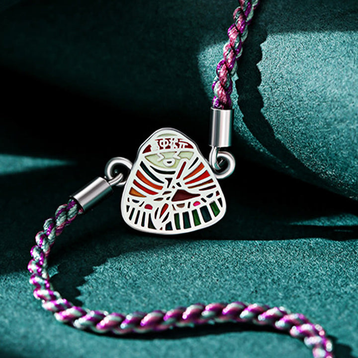 Buddha Stones 925 Srebro Sterling Wzór Zongzi Szczęście Wielokolorowa Bransoletka Ręcznie Robiona