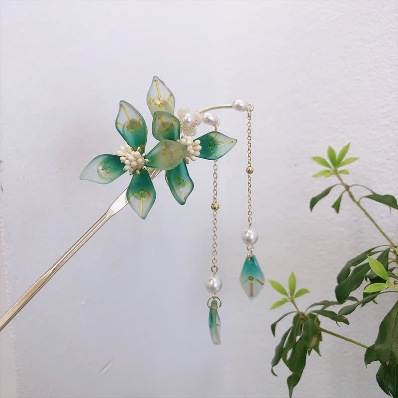 Spinka do włosów z frędzlami w kształcie liścia kwiatowego