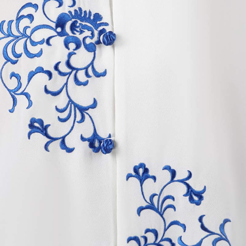 Buddha Stones Kwiat Haft Medytacja Modlitwa Duchowy Zen Tai Chi Qigong Praktyka Unisex Zestaw Ubrań